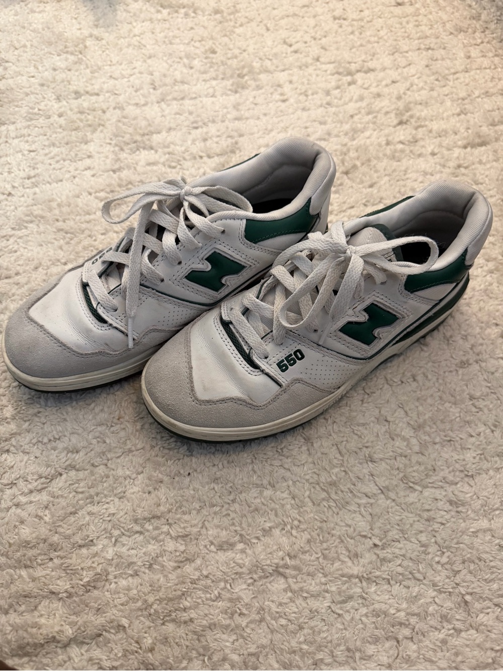 New Balance 550 White and Green Retro-Inspired Sneakers